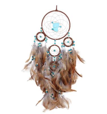 China People Art Make Cheap Feather Wind Rings Pendant Ornaments Feather Dream Catcher for sale