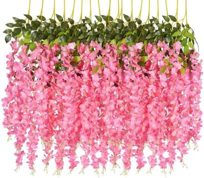 China Factory wholesale modern hanging artificial flower decorative wall hanging artificial wisteria for sale