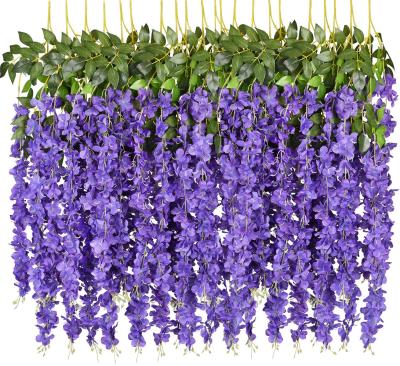 China Wholesale Modern Artificial Wisteria Flower Silk Hanging Wisteria For Hotel Decoration for sale