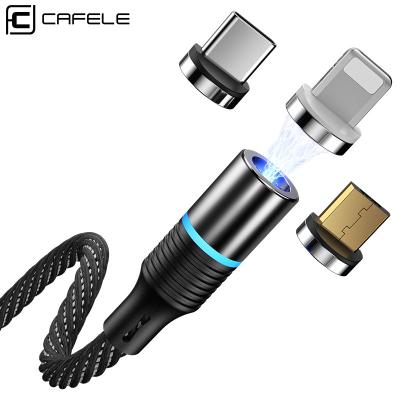 China 3 in 1 Multi Function Cable CAFELE QC 3.0 Fast 3 in 1 Magnetic USB Cable Nylon Braided 1m 2m 3A LED Fast Charging Magnet Data Cable For Smartphone for sale