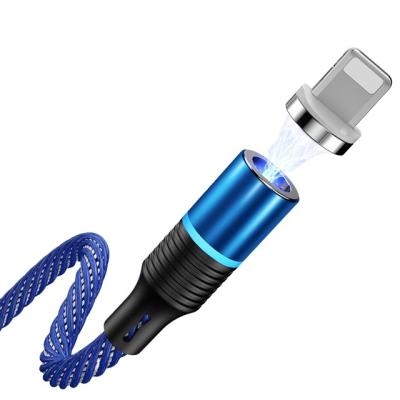 China Wholesale Durable Cafele type 2M 1.2M Magnetic 8pin Fast Charging Data Cable Micro LED C USB Cable Nylon Light Strong Durable for sale