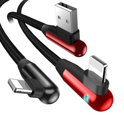 China Strong Durable Cafele 90 Degree LED Lighting USB Cable For iPhone 11 pro X Xr Xs 8 7 6s Max Plus Mobile Game L Shape USB Charger Cable for sale