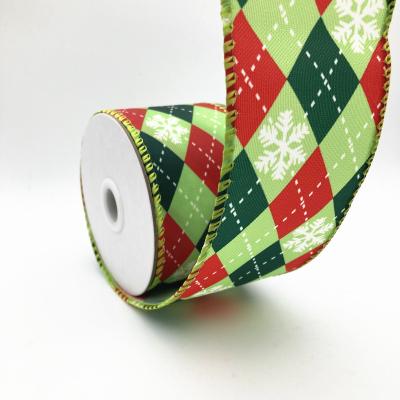 China Festival Decoration 2.5 Inch OEM Custom Decorative Fiber Linen Merry Christmas Ribbon for sale