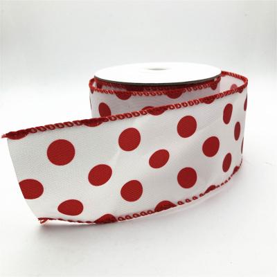 China Red Festival Decoration Polka Dot Ribbon Holiday Decoration Ribbons For Gift Wrapping for sale