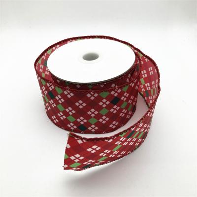 China Festival Decoration Lattice Design Ribbon Holiday Decoration Ribbons for Gift Wrapping Christmas Ribbon for sale