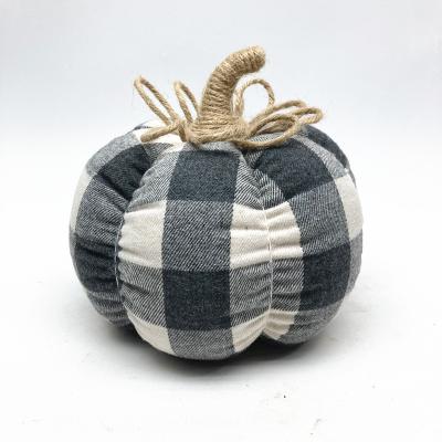 China 6.5 inch Fabric Black and White Checked Pumpkin Festival Decoration for Harvest Festival for sale