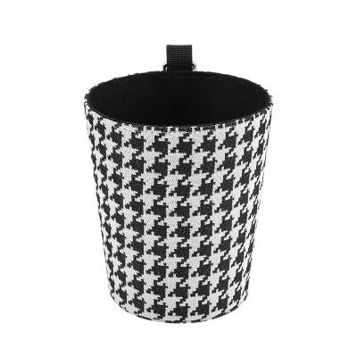 China Car Woven Hanging Garbage Bin Large Capacity Bin Bucket Leather Rack Car Umbrella Storage Trash Can for sale