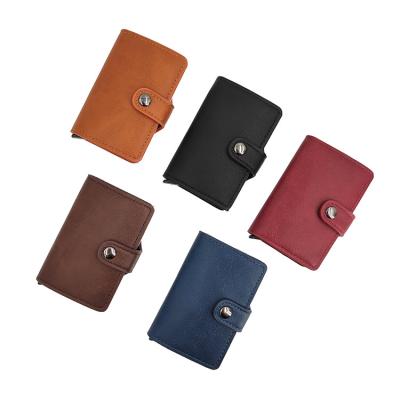 China Fashion China Factory PU Pocket Slim Leather Front Rfid Blocking Full Color PU Credit Card Holder Men Wallets for sale