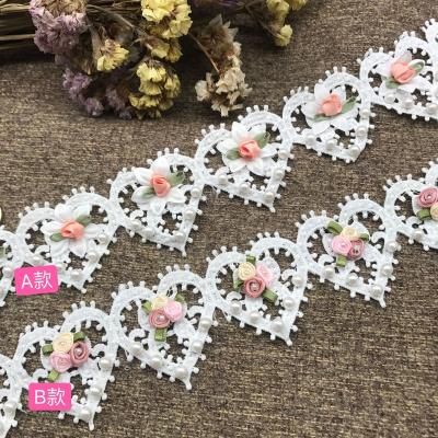 China 6cm Embroidery 3D Flower Decoration Bead Trim Lace Viable Fancy Clothes Accessory For Clothing for sale