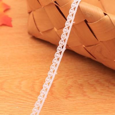 China Factory price 1cm viable gift chemical webbing polyester lace embroidery fabric ribbon guipure trim garment packing accessories for sale