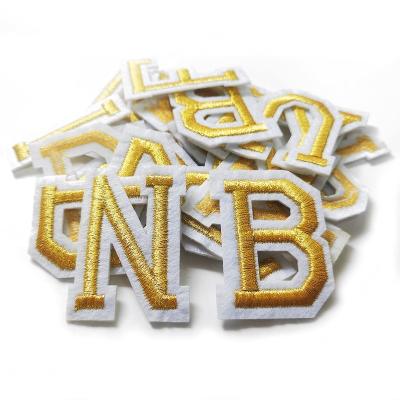 China Viable Factory Garment Accessories 3D Chenille Toweling Felt Embroidery Letter Patch Custom Iron On Clothing for sale