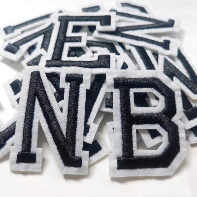 China Sustainable Factory Garment Accessories Chenille Custom Letter 3D Brand Embroidery Patch Iron On Apparel for sale