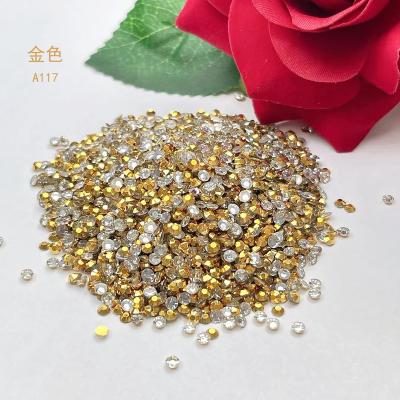 China 1000pcs Flatback 3MM Gold Crystal Inventory Acrylic Gem Decorative Dress Hat Jeans Flat Back Stones Bulk Non Hotfix for sale