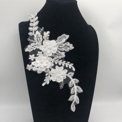 China Handmade Good Quality Beaded Trim Handmade Lace Applique Lace Garment Sewing Accessories Dress for sale