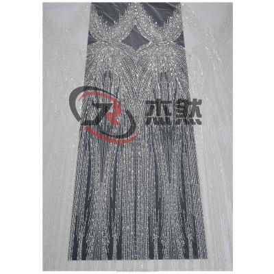 China Breathable hot selling african gauze white pearl tube lace mesh fabric in 2023, wedding and evening dress for sale