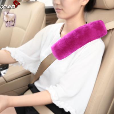 China Genuine Merino Sheepskin Car Seat Safety Belt Cover Comfortable Seat Belt Cover For Car Accessories Neck Strap Pad Cushion Pillow Automobile for sale