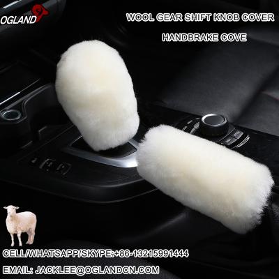 China Eco-friendly Soft Comfortable Sheep Gear Shift Knob Cover and Handbrake Cover for Interior Car Accessories for sale