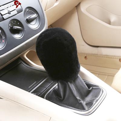 China 100% Leather Fur Shift Knob Full Inspection Selector Stick Knob Level Cover Car Gear Shift For Accessories Australian Merino Sheepskin for sale