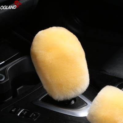 China 100% Plush Shift Knob Sheepskin Wool Gear Shift Knob Cover For Handball Car Ornament Australian Merino Fur Level Stick Accessory for sale