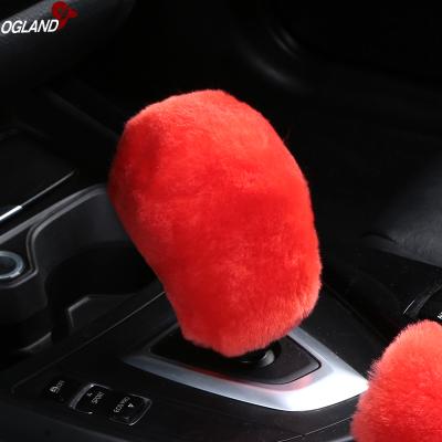 China Universal Gear Shift Knob Factory Price Gear Shift Knob For Car Accessories Australian Merino Sheepskin Fur Stick Handball Interior Cover for sale