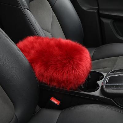 China Cute Car Armrest Cover, Sheepskin Furry Wool Auto Center Console Pads For Vehicle Seat Box Protector Universal Fit for sale