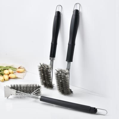 China Effective Easily Cleaned BBQ Grill Accessories CAF Cleaner Brush and Scraper Stainless Steel BBQ Cleaning Brush for sale