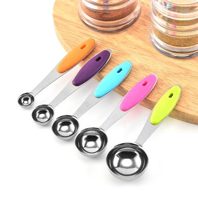 China Sustainable Food Grade 304/430 Stainless Steel Silicone Baking Measuring Cups And Spoons for sale