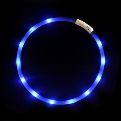 China USB Night Flashing Light Safety Collar Viable Waterproof Soft Rechargeable Silicone Adjustable Pet Collar Collar for sale