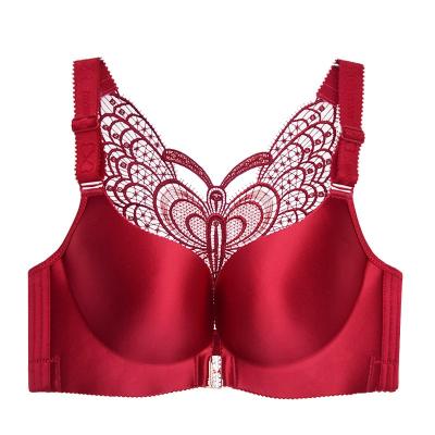 China Smooth Front Button Women Plus Size Lingerie Bra Smooth Traceless Butterfly Back Underwear for sale