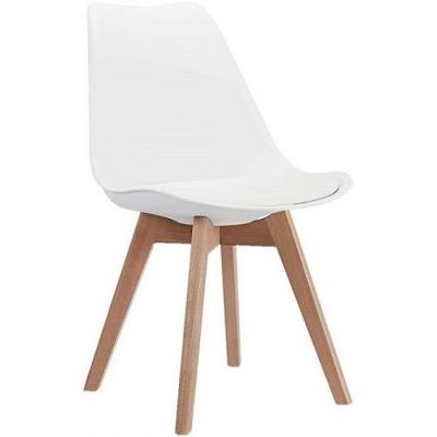 China Cooling Best Selling  home kitchen restaurant cafe PP seat beech legs Polypropylene  nordic design wooden legs dining chairs for sale