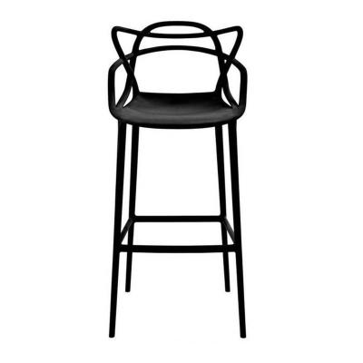 China Contemporary Wholesale Custom Stackable Black Polypropylene Plastic High Kitchen Bar Chair Stools for sale