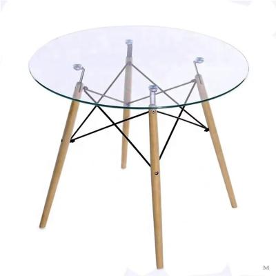 China Contemporary Dining Table and Chair Set Luxury Modern Restaurant Home Dining Room Dinning Table Glass Mdf Wooden Top Round Dining Table Set for sale