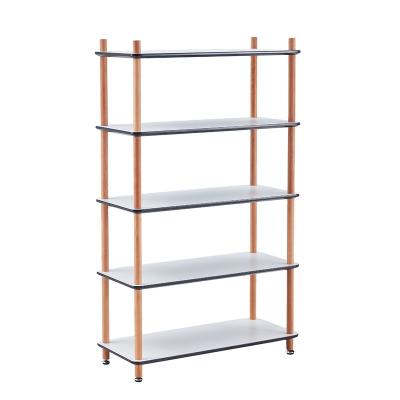 China Contemporary Wholesale Modern Design 5-tiers Wooden Library Bookcase DIY Bookshelf Book Display Rack Book Shelf For Home for sale