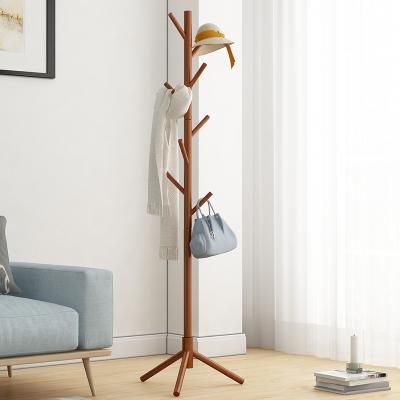 China Adjustable (other) Wholesale Vintage Nordic Household Portable Wooden Coat Tree Hanger Stand Clothes Drying Corner Rack Stand for sale