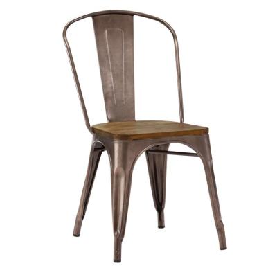 China Metal Popular stackable cafeteria antique French bistro steel cheap restaurant dining industrial metal chair wholesale HYX-503-2 for sale