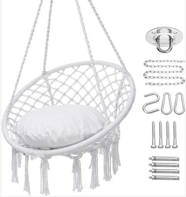 China Lightweight Portable Outdoor White Hammock Chair Round Shape Woqi Macrame Hammock Hanging Swing for Garden, Porch for sale