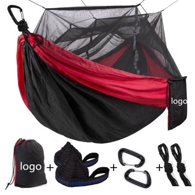 China Durable Camping Double Hammock With Mosquito Net Woqi Parachute Hammock Camping Double Hammock Nylon Portable Chair for sale