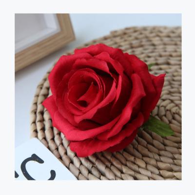 China High quality natural durable artificial velvet rose flower head real silk rose flower MGT007 with good price for sale