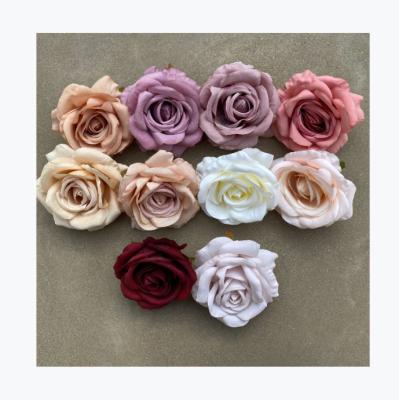 China High quality flower MGT004 large red head rose silk rose rose heads for wedding flower arrangement wholesale for sale