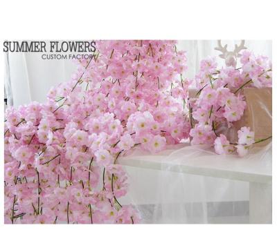 China SYH054 Large Cherry Blossom Peach Blossom Flower 2m Long Artificial Silk Cherry Blossom Silk White Flower Long Stem for sale