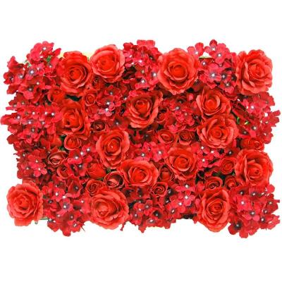 China SHP003 Flower Wall Panel Hot Red Silk Mix Color Silk Rose Step 60cm Wedding Flower Panel 40cm Flower Wall Panel Party for sale