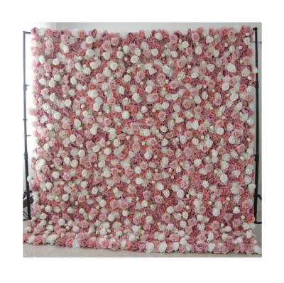 China Silk Flower Wall BHQ003 Customize Wedding Silk Decoration Wedding Flower Wall Panel Artificial Rose Flower Wall for sale