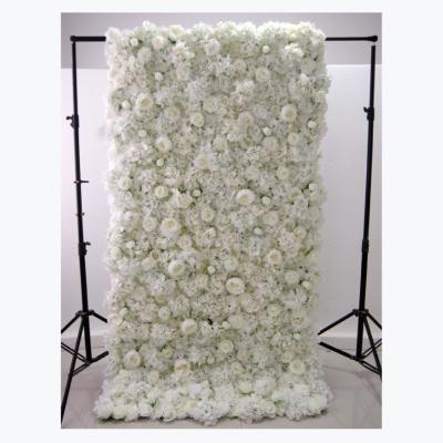 China Popular Silk Flower Wall BHQ001 Factory Sale Wedding Artificial Silk Flower Wall Background Wedding Events Decor for sale