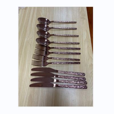 China SDC001-1 Amazon Contemporary Best Selling Stainless Steel Fork And Spoon Set Gold Color Cutlery for sale