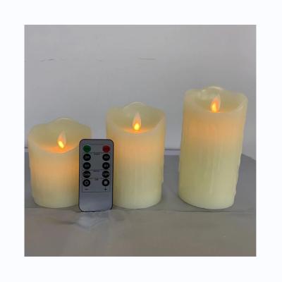 China LZ008 Holiday Best Selling Christmas Party Teardrop Wax Led Candle Set Different Sizes With Movable Flame for sale