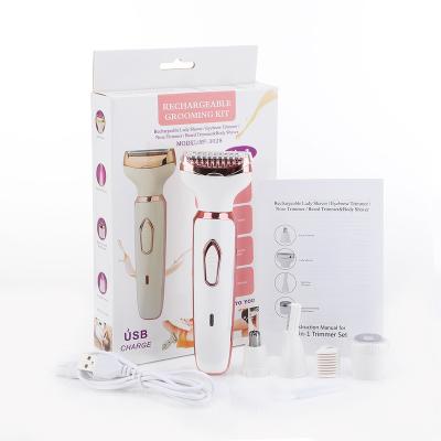 China Portable Dropship Mini Painless 4 in 1 USB Rechargeable Epilator Hair Removal Set for Nose Beard Eyebrow Trimmer Electric Shaver Depilation Machine Set for sale