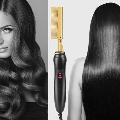 China Comfortable Straightening Sweep Hair Straightener Curlers Pressing Comb Heating Hot Comb Electric Brush Hair Curling Iron Flat Straightening for sale