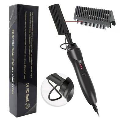 China New Comfortable Copper 2 in 1 Hot Electric Hair Straightener Straightener Comb Wet Dry Hair Flat Irons Comb Beard Hot Heating Comb for sale