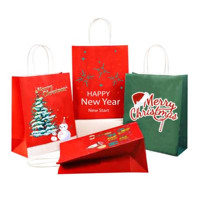 China Recycled Materials Custom Printing Christmas Gift Bags Coated Kraft Paper Packaging Bag Luxury Shopping Bag Making for sale