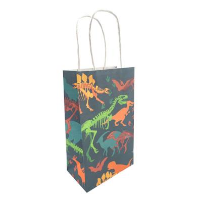 China Recyclable Custom Recycle Gift Dinosaur White Packaging Kraft Paper Bag With Handle Making Machine for sale